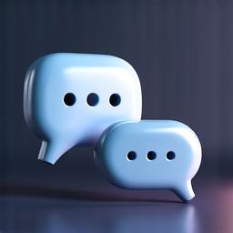 Illustration of two chat bubbles, one with a question mark and one with a response, indicating real-time online support.