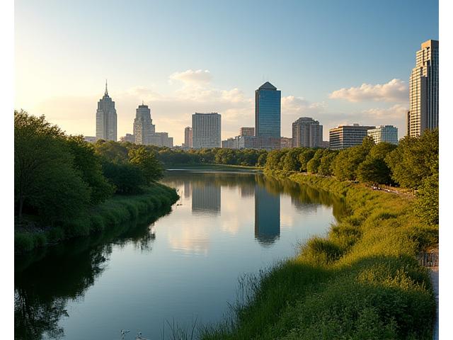 Austin cityscape with Lady Bird Lake and boardwalk, representing local integration.