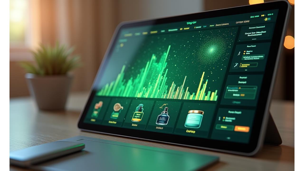 AI-powered product recommendations showing health data and product cards on a screen.