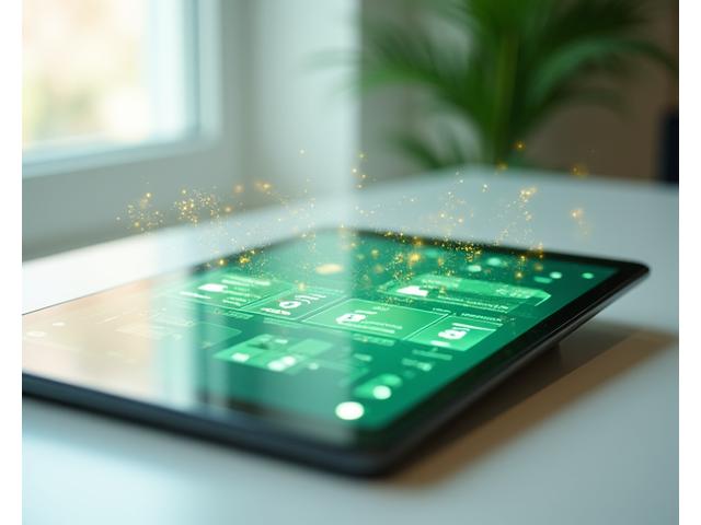 Close-up of a tablet screen displaying personalized VeraPath Wellness product recommendations, overlaid with abstract network lines representing AI analysis.