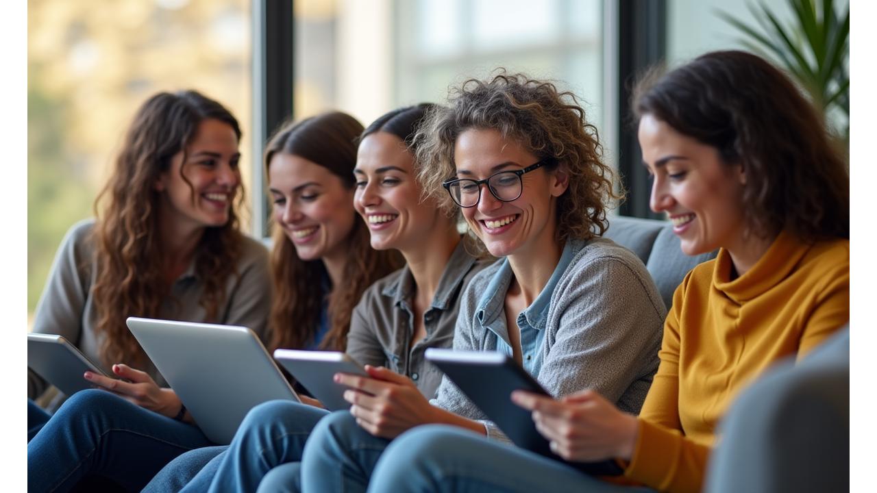 Diverse Austin adults in a vibrant, supportive online community forum discussing wellness